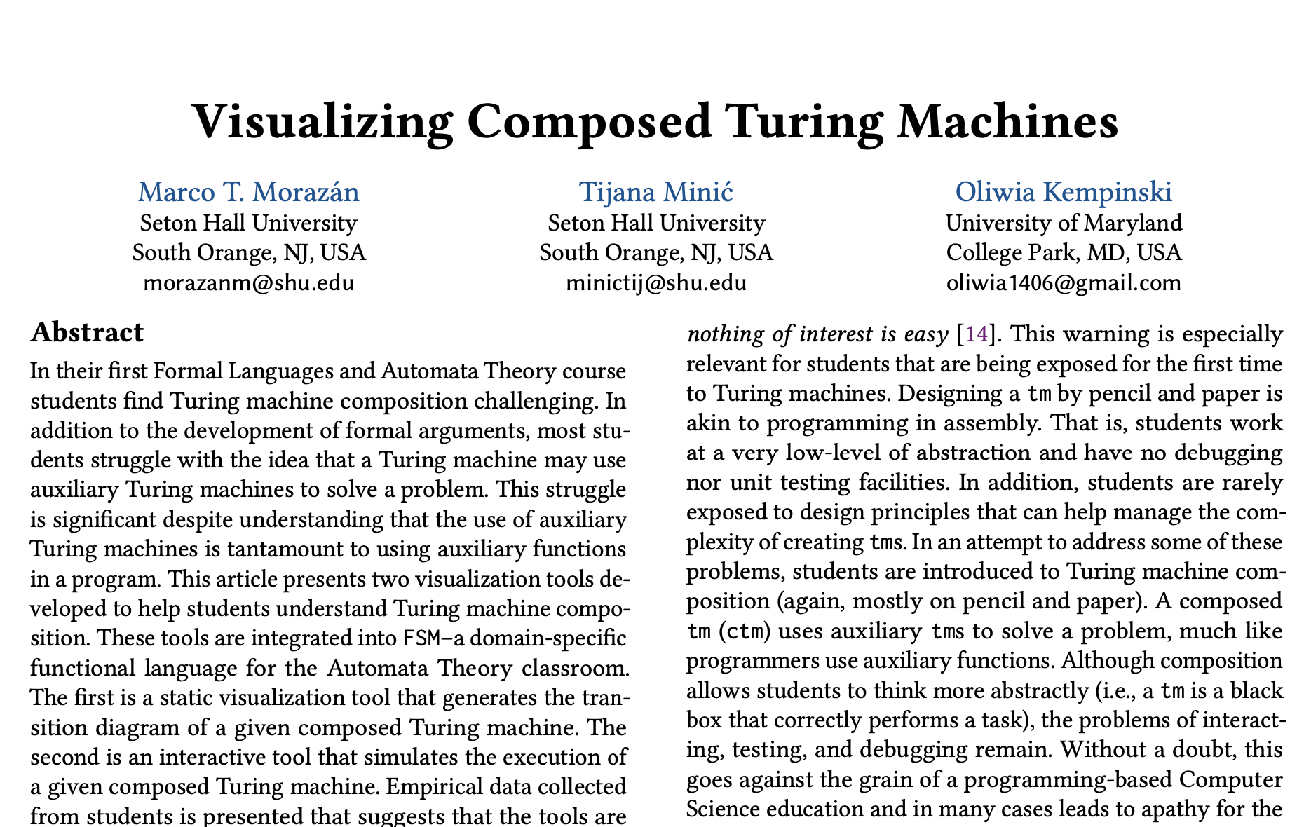 Visualizing Composed Turing Machines