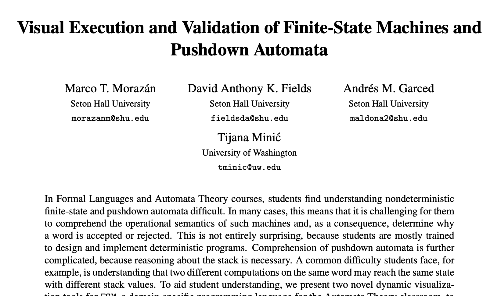 Visual Execution and Validation of Finite-State Machines and Pushdown Automata